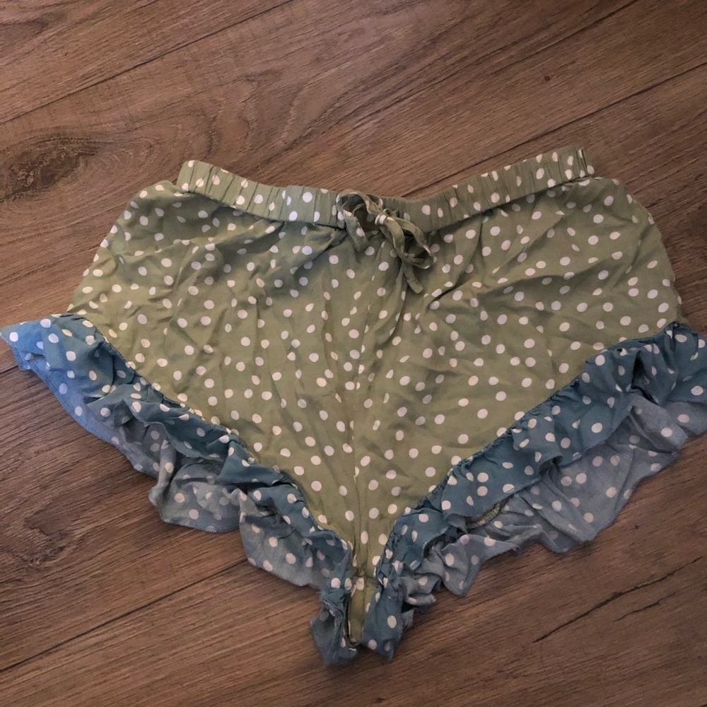 SHEIN Green and Blue High Waist Sleep Shorts polka dot